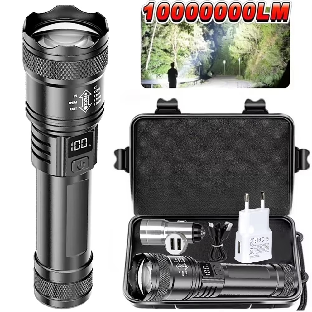 Outdoor Adventure Trips - Linterna LED Recargable con Zoom, Pantalla